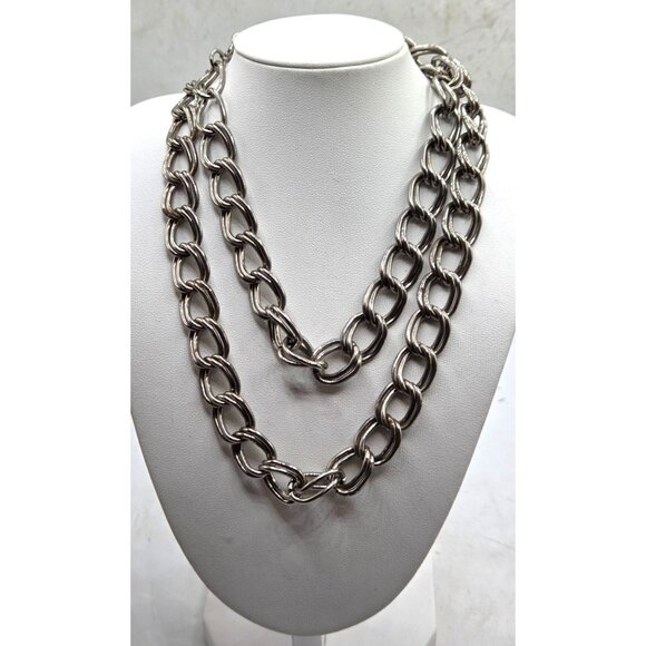 Chunky Silver-Tone Chain Link Necklace - Picture 2 of 2